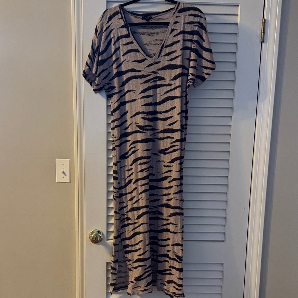 Rails Black and Gray Striped Midi Dress